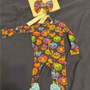 Glow hard or glow home- Colorful Halloween Pumpkin Kids Matching Set